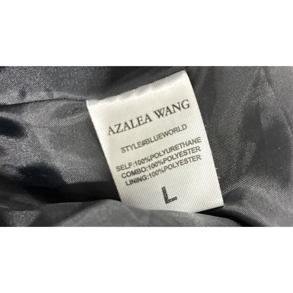 Azalea Wang Stud Moto Jacket Vegan Leather Blue World Panther Graphics - Size L - Picture 5 of 6